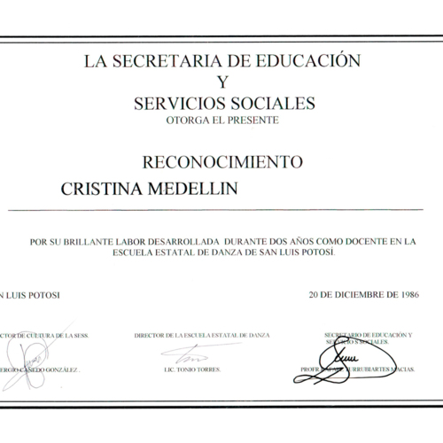 Cristina Medellin-Desarrollo laboral como docente en la Escuela Estatal de Danza de San  Luis Potosi-Reconocimiento-ReDCAGrossomodo-000135.jpg